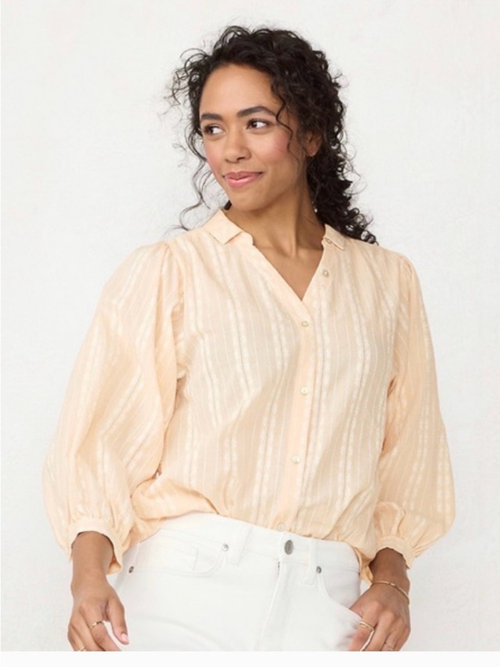 LC Lauren Conrad Light Coral Button-Down Shirt